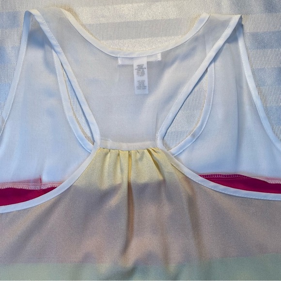 Ambiance Apparel Sz 2X Striped Racer Back Sheer Tank A-line Colorblock Top - Picture 10 of 11